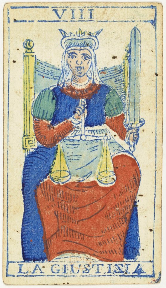 Piedmontese tarot deck - Solesio - 1865 - Trump - 08 - Justice