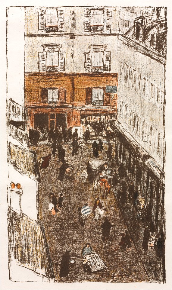 Pierre Bonnard (French, 1867-1947), Published by Ambroise Vollard, Printed by Auguste Clot - Some Aspects of Paris Life, Street Corner Seen from Above - 1948.156.13 - Cleveland Museum of Art
