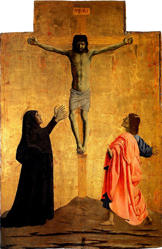 Piero, Pala della misericordia, crocifissione