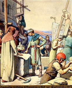 Pierre Blanc - Construction du château de Luxembourg au Bock par Sigefroid en 963