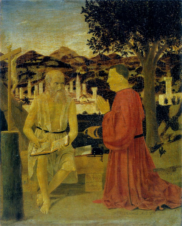 Piero, San Girolamo e il donatore Girolamo Amadi, venezia, accademia, 1440-50 49x42