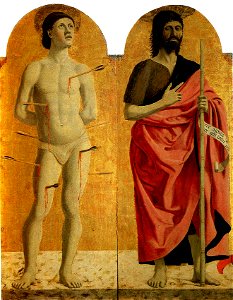 Piero, Pala della misericordia, santi sebastiano e giovanni battista