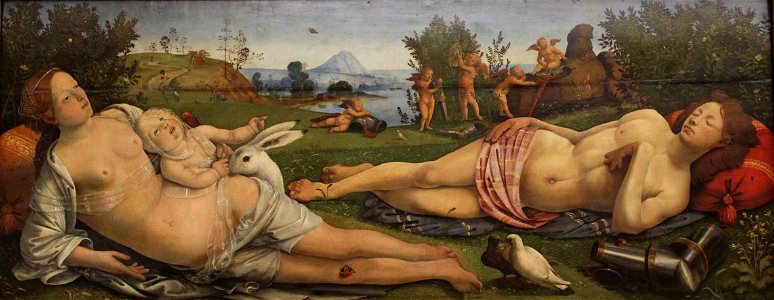 Piero di Cosimo - Venus, Mars and Cupid. Free illustration for personal and commercial use.