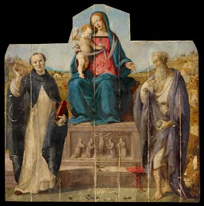 Piero di Cosimo - Virgin and Child with Saints Vincent Ferrer and Jerome - 1871.73 - Yale University Art Gallery. Free illustration for personal and commercial use.