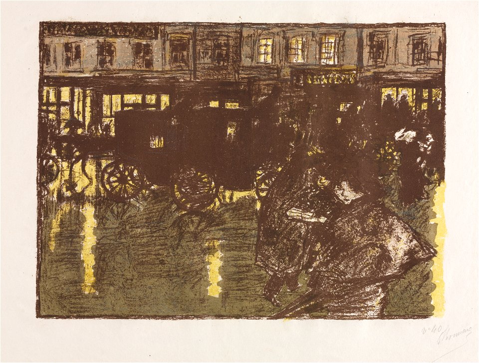 Pierre Bonnard (French, 1867-1947), Published by Ambroise Vollard, Printed by Auguste Clot - Some Aspects of Paris Life, Street at Evening in the Rain - 1948.156.11 - Cleveland Museum of Art