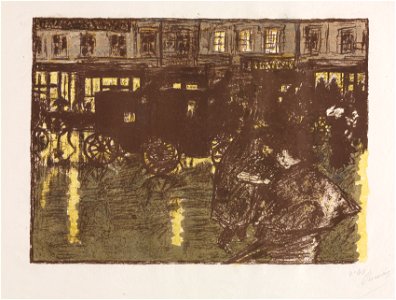 Pierre Bonnard (French, 1867-1947), Published by Ambroise Vollard, Printed by Auguste Clot - Some Aspects of Paris Life, Street at Evening in the Rain - 1948.156.11 - Cleveland Museum of Art