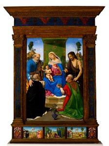 Piero di Cosimo - Madonna and Child Enthroned with Sts. Peter, John... - 1-1940 - Saint Louis Art Museum. Free illustration for personal and commercial use.