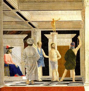 Piero della Francesca - The Flagellation (detail) - WGA17601. Free illustration for personal and commercial use.
