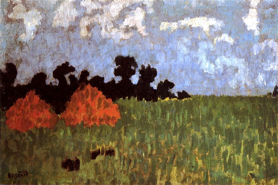 Pierre Bonnard Green Lawn with Two Haystacks