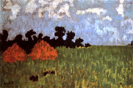 Pierre Bonnard Green Lawn with Two Haystacks