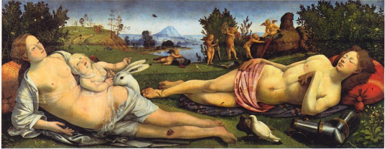 Piero di Cosimo - Venus, Mars und Amor. Free illustration for personal and commercial use.