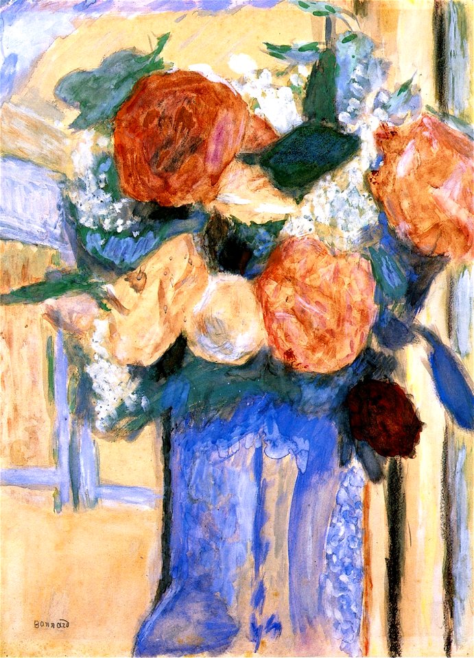 Pierre Bonnard Bouquet of Peonies in a Blue Vase