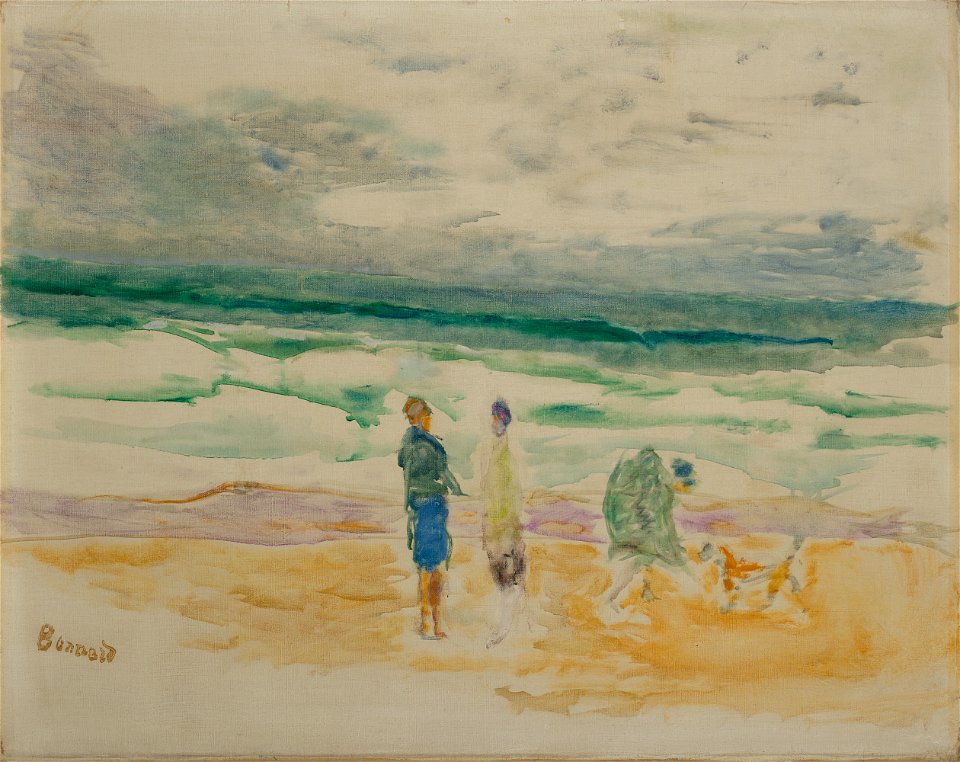 Pierre bonnard la plage trois personnages et un chien125727)