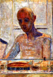 Pierre Bonnard Portrait of the Artist in the Bathroom Mirror. Free illustration for personal and commercial use.