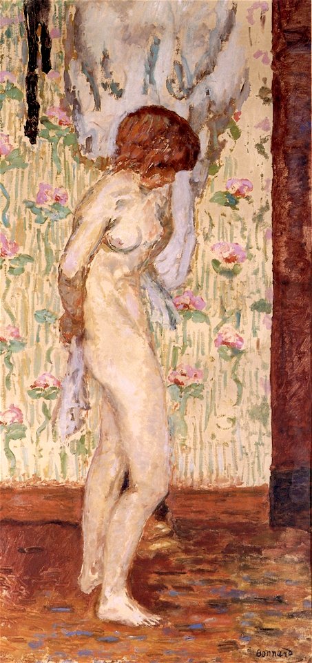 Pierre Bonnard Nude with Rose Patterned Curtain 1909