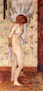 Pierre Bonnard Nude with Rose Patterned Curtain 1909