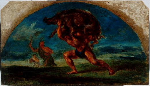 Pierre Andrieu - Esquisse pour le salon de la Paix de l'Hôtel de Ville de Paris , Hercule et le Sanglier d'Erymanthe, d'après Delacroix - PPP4623 - Musée des Beaux-Arts de la ville de Paris