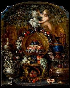 Pierre Nicolas Huilliot - Still Life with Silver and Gold Vessels, Fruit, and Flowers - BF.1990.6 - Museum of Fine Arts