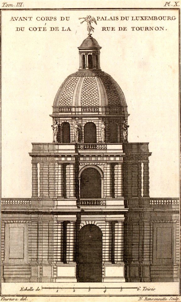 Pierre Nicolas Ransonnette - Blondel - Avant corps du palais du Luxembourg- Cours d'architecture - III-X