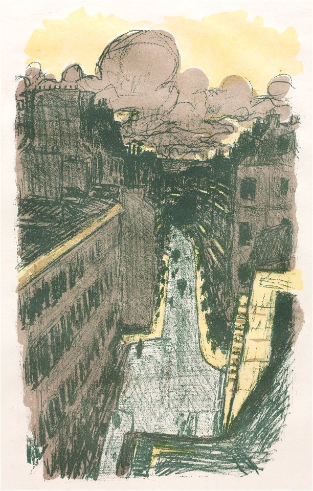 Pierre Bonnard (French, 1867-1947), Published by Ambroise Vollard, Printed by Auguste Clot - Some Aspects of Paris Life, Street Scene from Above - 1948.156.5 - Cleveland Museum of Art