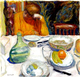 Pierre Bonnard The Provençal Carafe, Marthe Bonnard and Her Dog Ubu