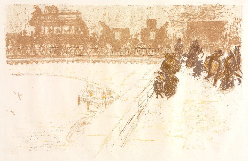 Pierre Bonnard (French, 1867-1947), Published by Ambroise Vollard, Printed by Auguste Clot - Some Aspects of Paris Life, Bridge - 1948.156.9 - Cleveland Museum of Art