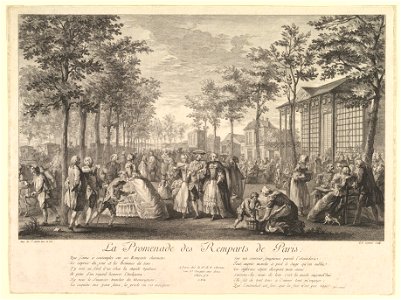 Pierre François Courtois, La Promenade des Remparts de Paris, 1760. Free illustration for personal and commercial use.