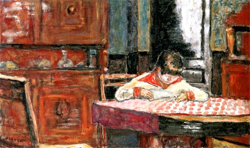 Pierre Bonnard Interior with Boy. Free illustration for personal and commercial use.