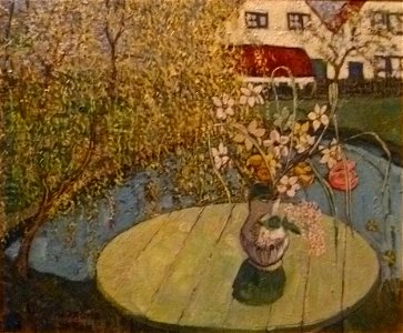 Pierre Henri Bayaux - Bloemenvaas met zicht op Graaf Jansdijk