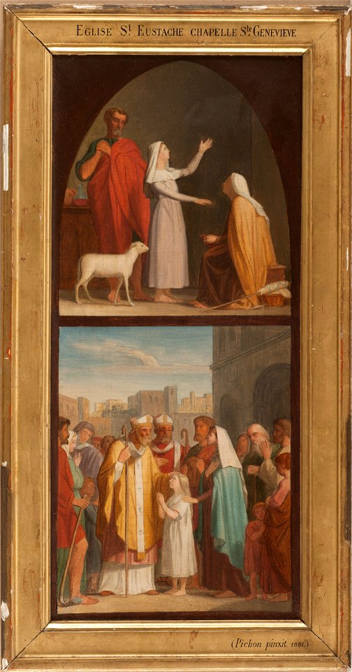Pierre-Auguste Pichon - Esquisse pour l'église Saint-Eustache , Sainte Geneviève guérit sa mère aveugle. Saint Germain d'Aux - PPP4760 - Musée des Beaux-Arts de la ville de Paris