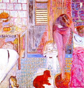 Pierre Bonnard Nude in Bathroom. Free illustration for personal and commercial use.