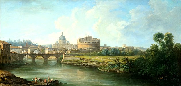 Pierre-Antoine Demachy - Gezicht op de Engelenburcht te Rome