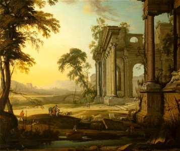 Pierre I Patel (c.1605-1676) (after) - Landscape with a Capriccio of Ruins and Figures - 584378 - National Trust