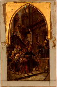 Pierre Paul Léon Glaize - Esquisse pour l'église Saint-Merry , Saint François-Xavier parcourant les rues de Goa pour appeler l - PPP4585 - Musée des Beaux-Arts de la ville de Paris