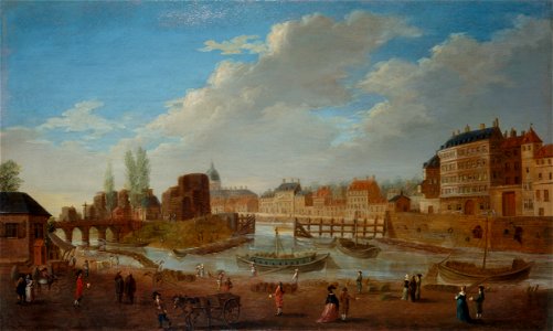 Pierre-Antoine Demachy - L'île Louviers et la Pointe de l'île Saint-Louis, vues du port Saint-Paul (port des Celestins) - P671 - Musée Carnavalet