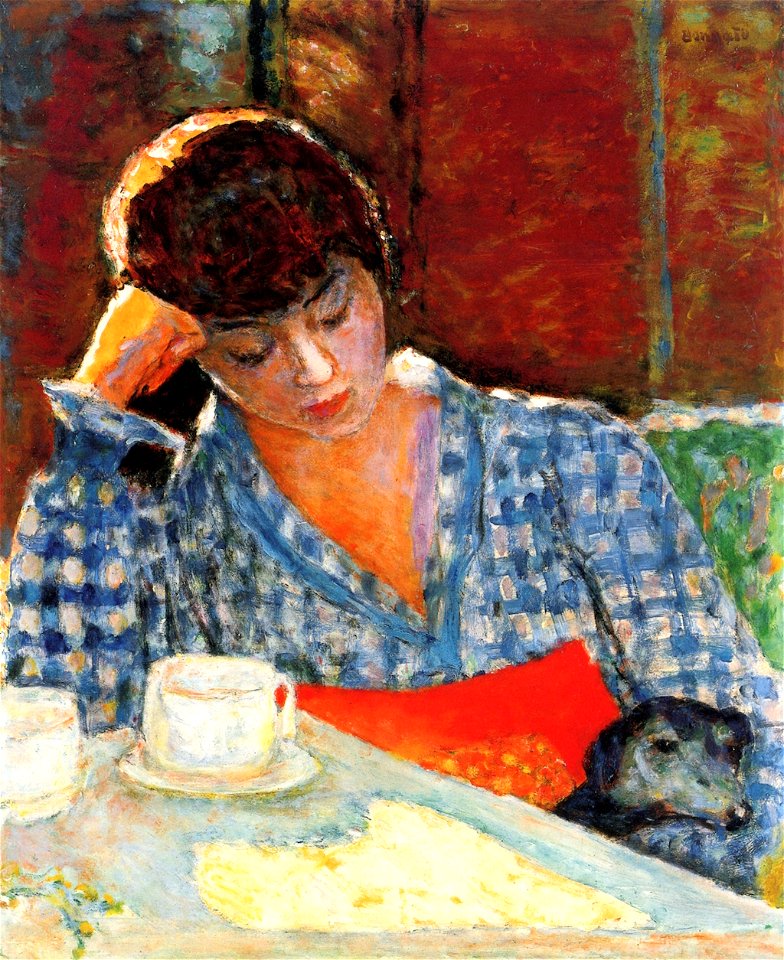 Pierre Bonnard Woman Leaning with Dog and Still Life 1917