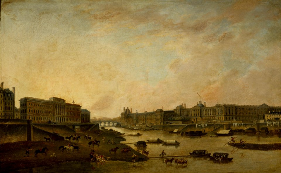 Pierre-Antoine Demachy - L'Hôtel de la Monnaie et le Louvre, vus du Pont-Neuf, vers 1800 - P94 - Musée Carnavalet