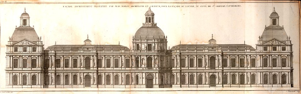 Pierre Nicolas Ransonnette - Blondel - Façade anciennement projetée par Jean Marot pour le Louvre du côté de Saint Germain l'Auxerrois III-LXVII