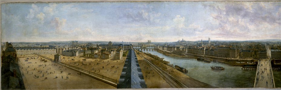 Pierre Prévost - Panorama de Paris pris du toit du pavillon de Flore, aux Tuileries - P823 - Musée Carnavalet. Free illustration for personal and commercial use.