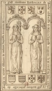 Pierre tombale de Catherine de Saulx-Tavannes et sa nièce Gabrielle de Saulx-Tavannes (cropped)