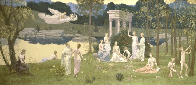 Pierre Puvis de Chavannes - The Sacred Grove, Beloved of the Arts and the Muses - 1922.445 - Art Institute of Chicago. Free illustration for personal and commercial use.