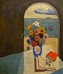 Pierre Henri Bayaux - Bloemen met zicht op zee (Knokke)