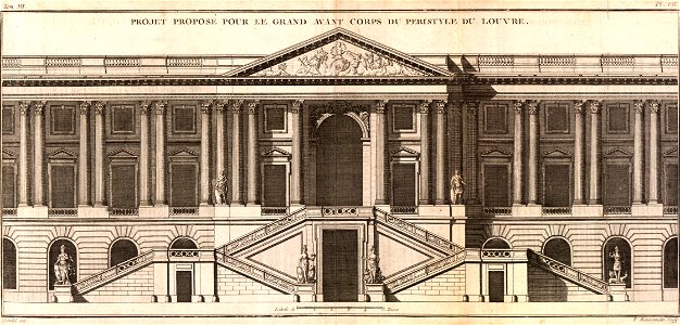 Pierre Nicolas Ransonnette - Blondel - Projet proposé pour le grand avant corps du péristyle du Louvre- Cours d'architecture - III-VII