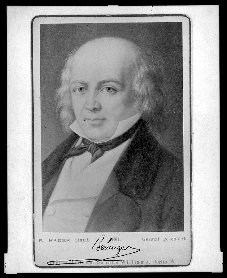 Pierre Jean de Béranger, head-and-shoulders portrait, facing front) - E. Hader, pinxit ; phot. u. verl v. Sophus Williams, Berlin W LCCN2005696331