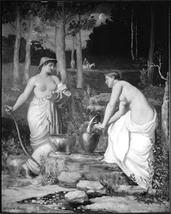 Pierre Cécile Puvis de Chavannes - At the Fountain - 17.3228 - Museum of Fine Arts. Free illustration for personal and commercial use.