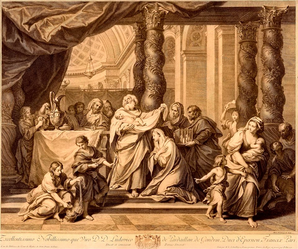 Pierre Imbert Drevet - Louis de Boullogne-Présentation au temple