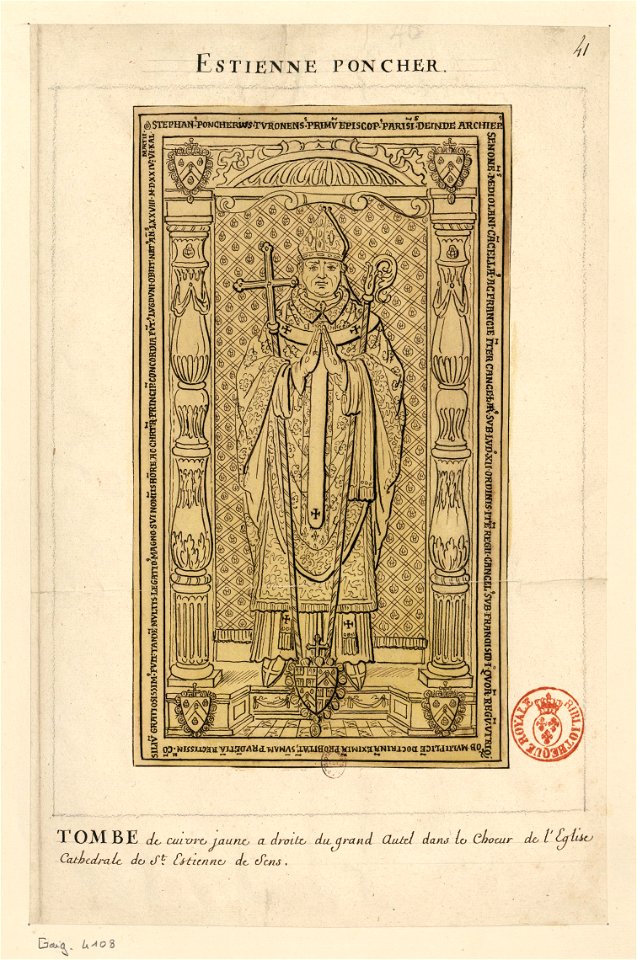 Pierre tombale d'Étienne Poncher (original)