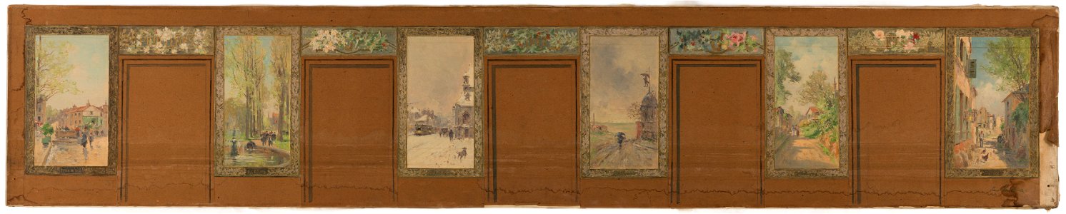 Pierre Vauthier - Esquisse pour la salle des fêtes de la mairie de Vanves , Vues de Vanves - PPP4288 - Musée des Beaux-Arts de la ville de Paris