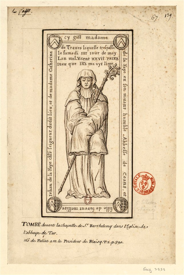 Pierre tombale de Jeanne de La Faye (original)
