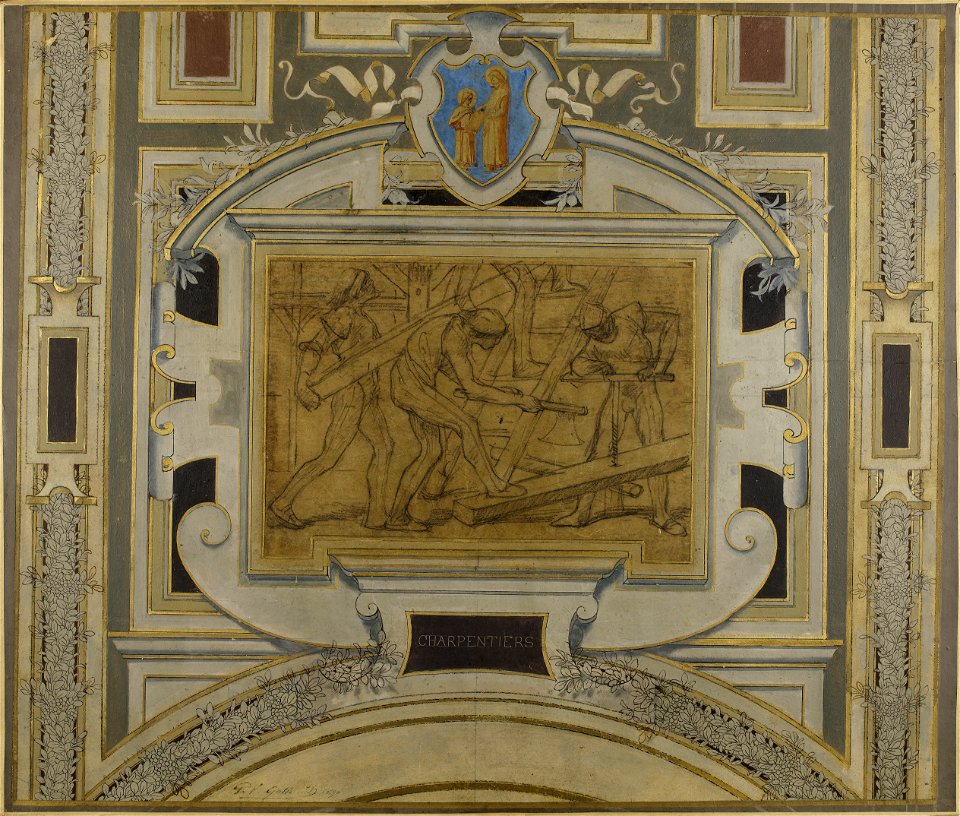 Pierre Victor Galland - Esquisse pour la galerie des métiers de l'Hôtel de Ville , Charpentiers - PPP4444 - Musée des Beaux-Arts de la ville de Paris